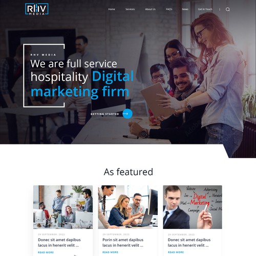 Internet website with the title 'Redesign Home Page for Digital Marketing Agency'