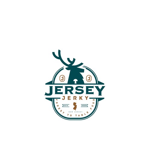 Mushroom logo with the title 'Logo design for "Jersey Jerky"'