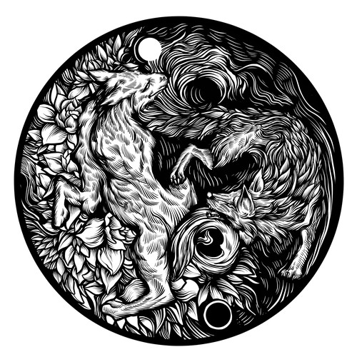 Wolf artwork with the title 'Yinyang Wolf'