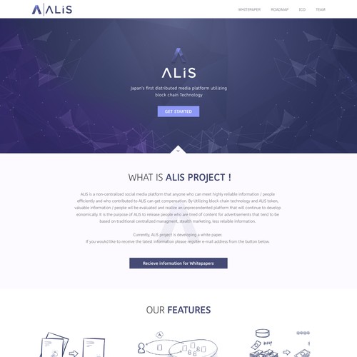 Landing page website with the title 'Alis Web page design'