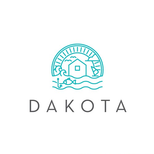 Sun and sea logo with the title ' Weekend Home on the Chesapeake Bay Logo'