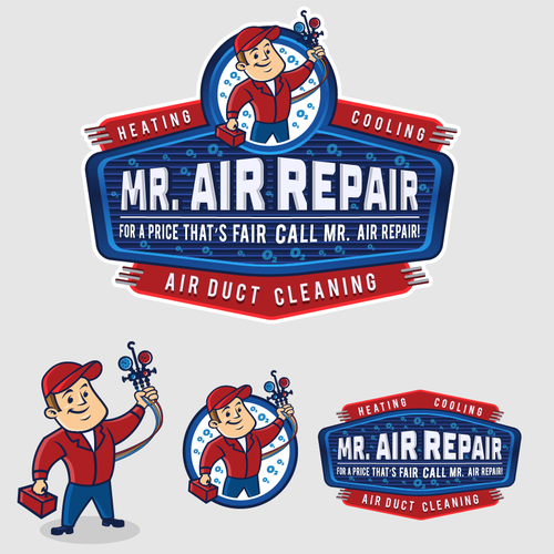 Heating design with the title 'Mr. Air Repair Logo and Mascot Design'