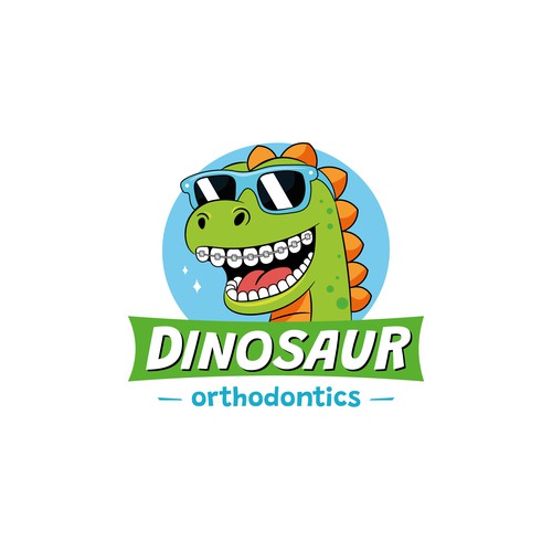 Dinosaur logo with the title 'Logo for orthodontic dentistry'