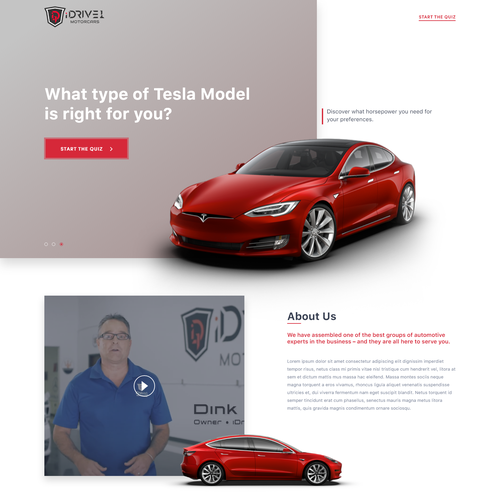 Car design with the title 'Automotive Landing page'