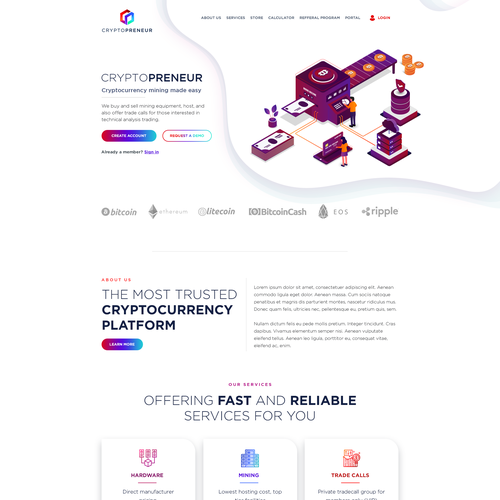 White-space website with the title 'Website for Cryptopreneur'