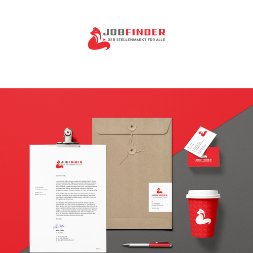 Abstract fox logo with the title 'Logo for a job finding website'