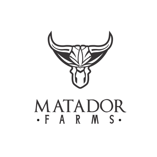 Cannabis label with the title 'logo design for matador farms.'