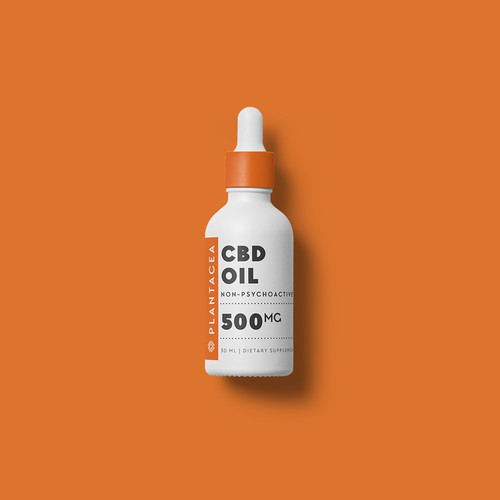 Dropper bottle packaging with the title 'Plantacea CBD Oil Label - Concept'