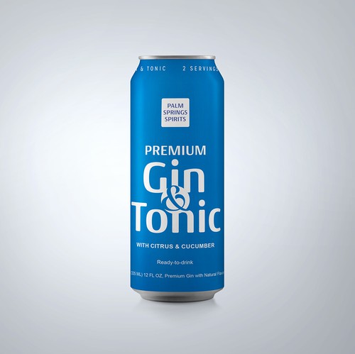 Blue label with the title 'Palm Spring Can Package opt#5'