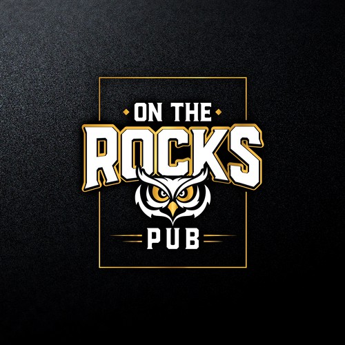Pub logo with the title 'Bold logo concept for On The Rocks Pub'