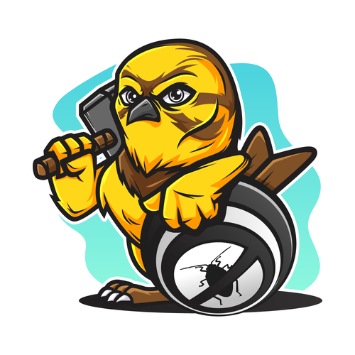 Pest control design with the title 'yellowhammer mascot'