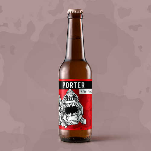 Microbrewery design with the title 'Steampunk Beer Label'