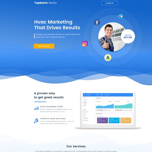 Marketing website with the title 'Web Design for Advertising Agency'