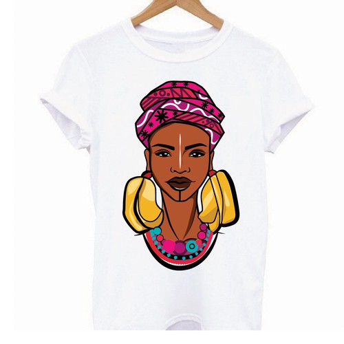 Bright colors artwork with the title 'Fulani Tribe Woman Illustration'