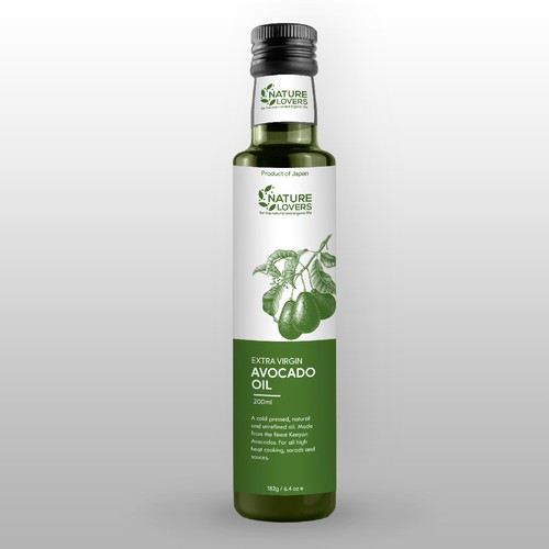 Mockup label with the title 'Avocado Oil Bottle label design'