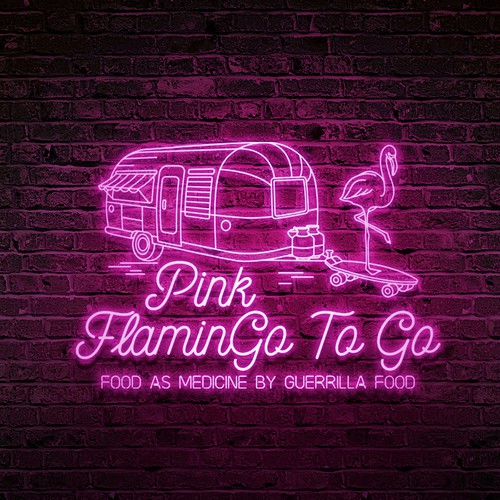 Flamingo design with the title 'Neon logo for Pink FlaminGo To Go'
