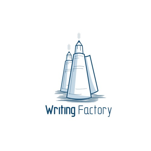 Pen brand with the title 'hand-drawn logo for Writing Factory'