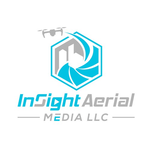 Quadcopter logo with the title 'Modern Logo for Aerial drone photography company'