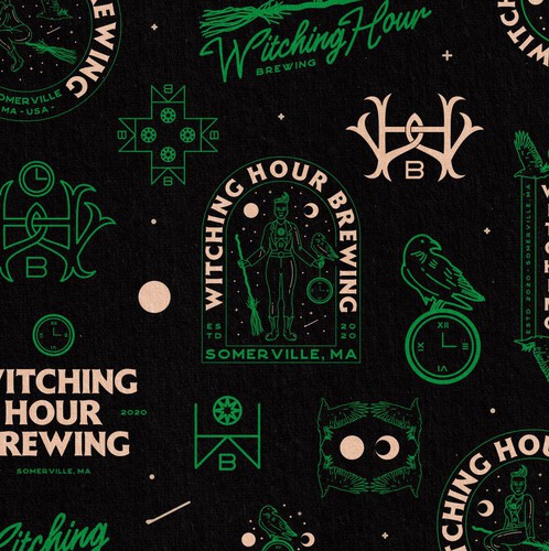 Esoteric design with the title 'Witching Hour Brewing Brand Identity'