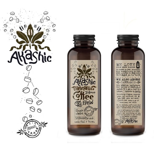 Coffee label with the title ' cold-brew cannabis-infused coffee'