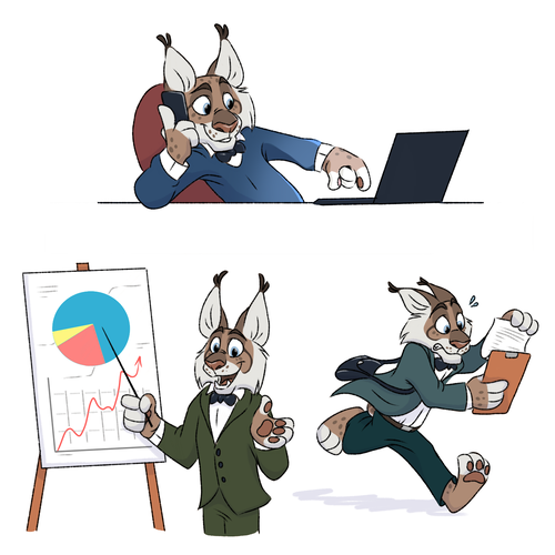 Cat illustration with the title 'Lynx character design'