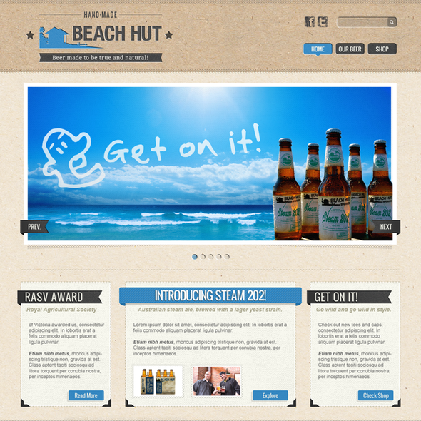 Cool website with the title 'Beach Hut Brewery'