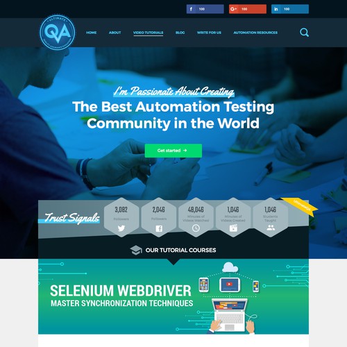 Automation design with the title 'Blog deign for a automation testing community'