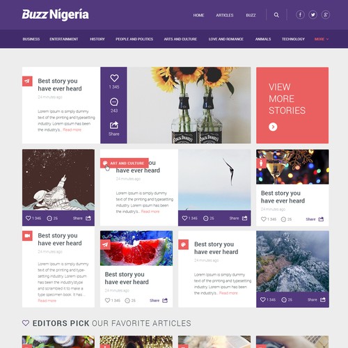 News website with the title 'Web page Blog'