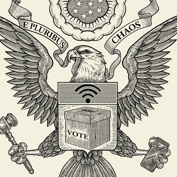 T-shirt with the title 'Satirical Parody of the U.S. Great Seal'