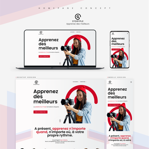 Red website with the title 'Website concept for Storyple'