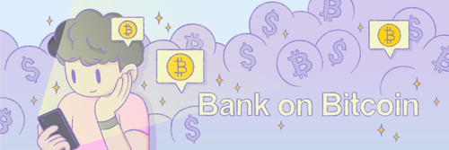 Cryptocurrency artwork with the title 'Bank on Bitcoin illustration'