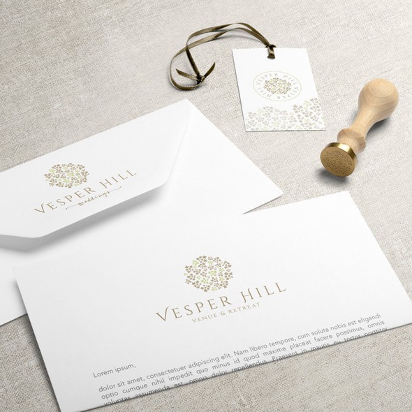 Wedding brand with the title 'Brand Identity for Vesper Hill, Venue & Retreat'