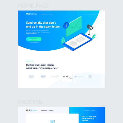 Blue website with the title 'Web site concept redesign'