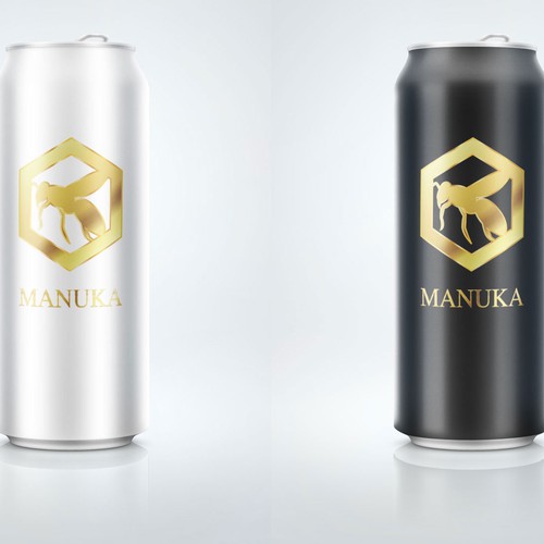 Black and gold logo with the title 'Einfaches aber einprägsames Design für Getränk gesucht'