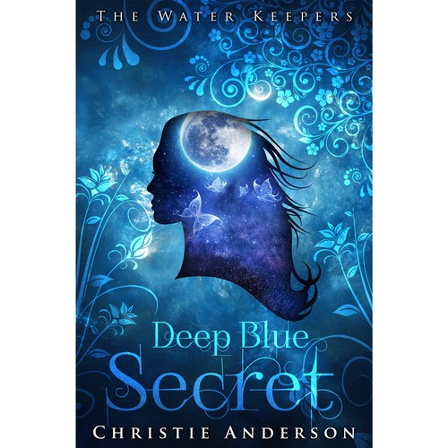 Romantic book cover with the title 'Deep Blue Secret'