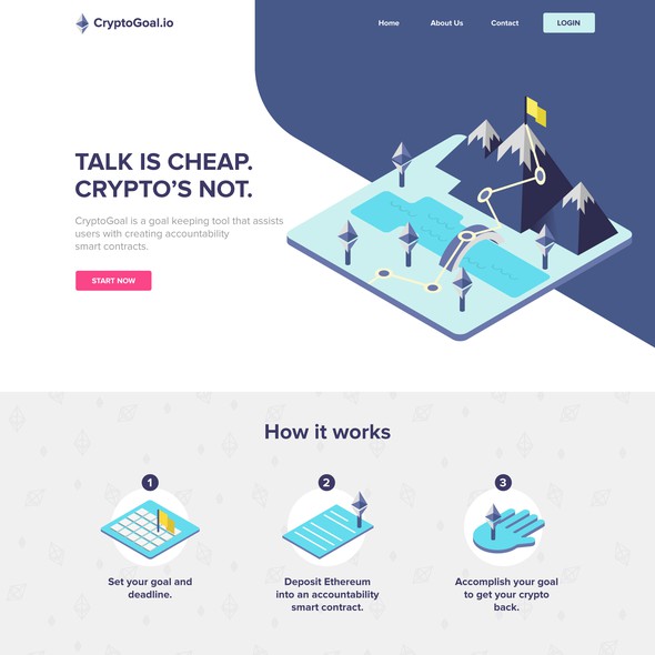 Geometric website with the title 'Website layout for CryptoGoal.io'