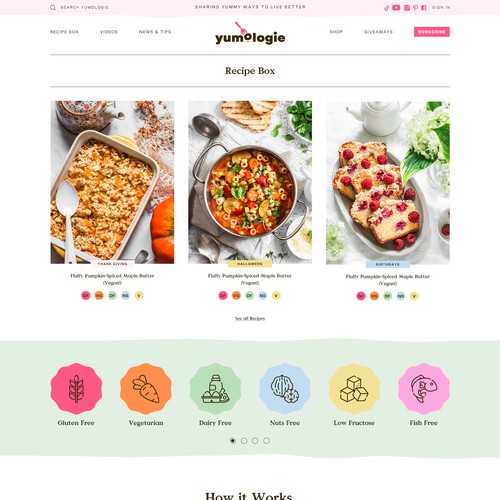 Blog website with the title 'Fresh, Sophicated, Design for a global food blog/newsletter.'
