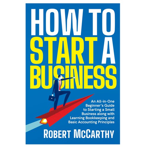 Blue book cover with the title 'How to Start a Business'