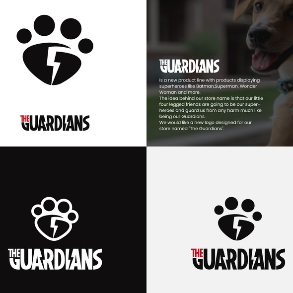 Pet shop logo with the title 'Superhero Logo needed for pet store "The Guardians"'