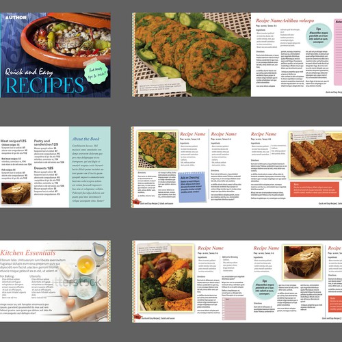 Cookbook design with the title 'Book cover and layout design'