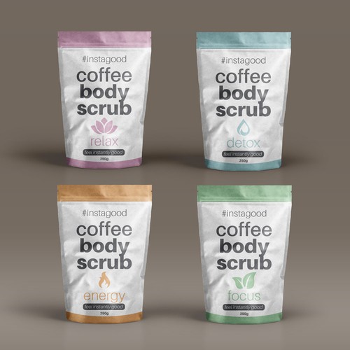 Vector packaging with the title 'Coffee Body Scrub Packaging'