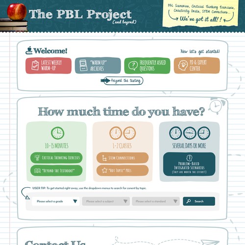 Dashboard design with the title 'The PBL Project'