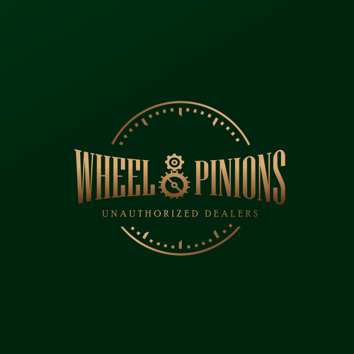 Watch design with the title 'WHEEL & PINIONS Logo'