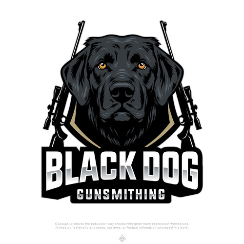 Animal logo with the title 'BLACK DOG GUNS MITHING'