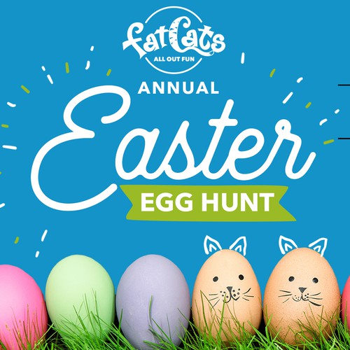 Egg design with the title 'Easter poster for bowling alley'