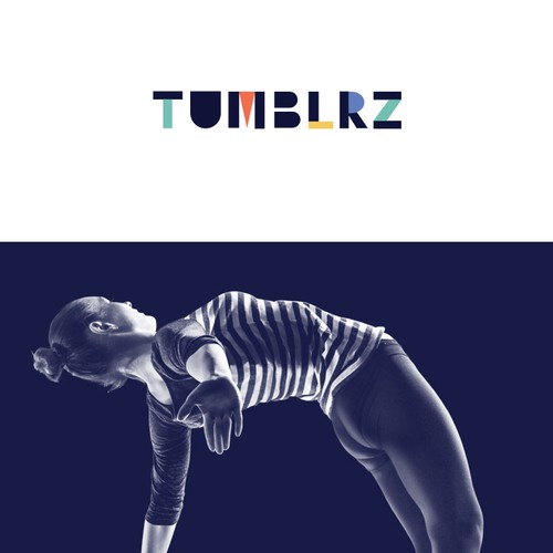 Script font design with the title 'Fresh, modern logo for children's gymnastics!'