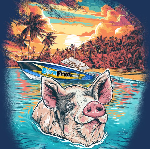 Nature t-shirt with the title 'Swimming pig'