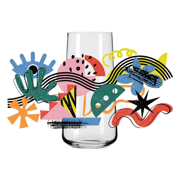 Geometric artwork with the title 'Abstract art for drinking glasses'