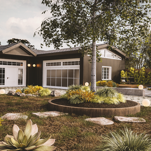 Architecture design with the title '3d Rendering for a residence'