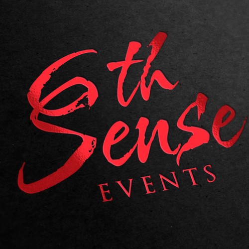 Black design with the title 'Help Sixth Sense Events with a new logo and business card'